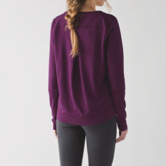 Lululemon Belle Long Sleeve Heathered Red Grape Small Purple Sweatshirt Pleated - Picture 9 of 9
